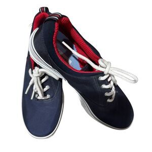 Ked Sport Woman’s Sneakers . Navy Blue, Red & White. Size 8.